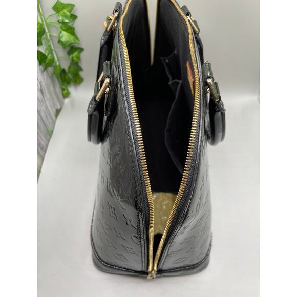 Louis Vuitton Black Patton Leather Vernis Alma GM Noir Magnetique Designer Bag - Picture 11 of 16